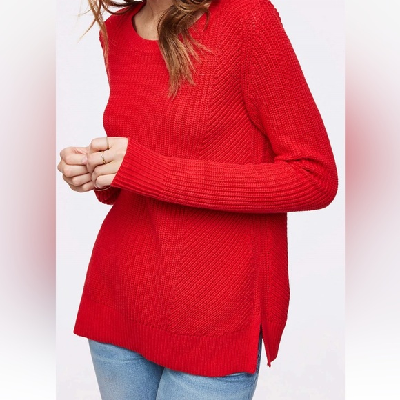LOFT Sweaters - LOFT Medium Red Tunic Knit Sweater
